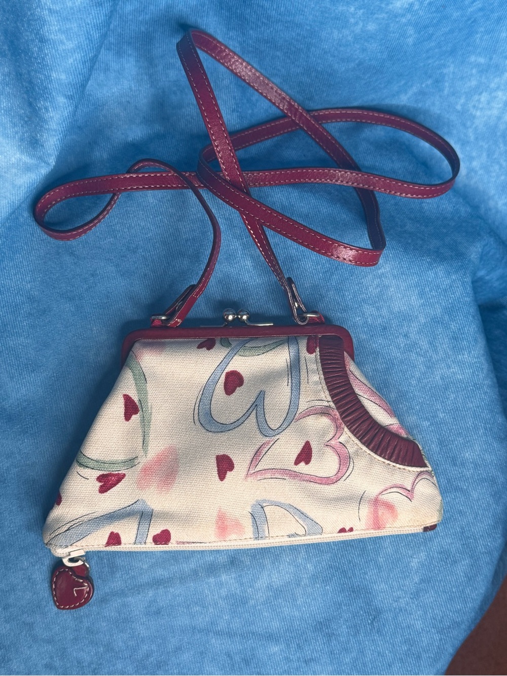 Vintage Brighton "Lilly Sharon" Heart Kiss-Lock Crossbody/Shoulder Bag